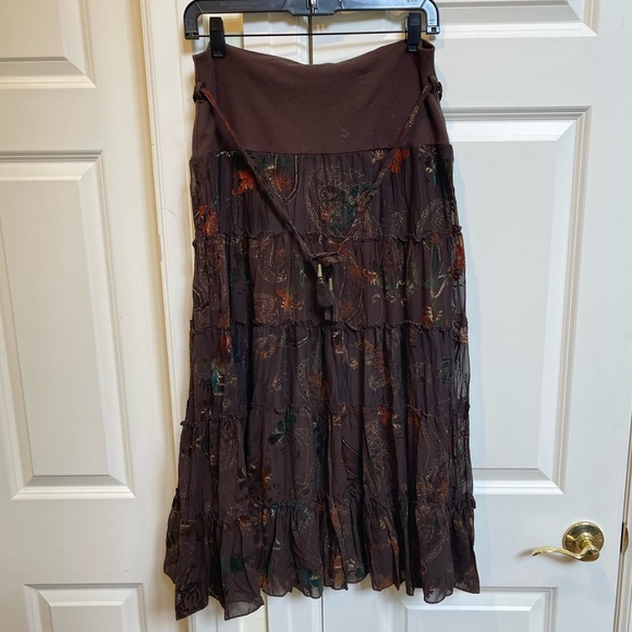 Jus D’Orange Paris Tiered Brown Boho Skirt - Picture 2 of 6